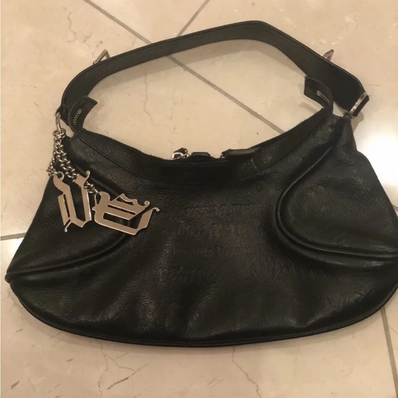 Versace vintage leather small, black shoulder bag 12x6 double zipper - Picture 4 of 6